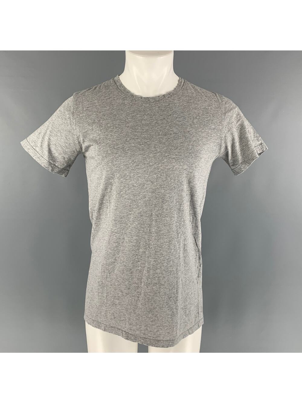 BALMAIN Size M Grey Solid Cotton Crew-Neck T-shirt